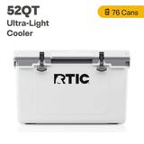 RTIC 52 QT Ultra-Light Hard-Sided Ice Chest Cooler White And Grey Fits 76 Cans