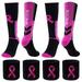 Breast Cancer Awareness Pink Ribbon Hope Socks & Wristbands Set - 2 Pairs Athletic Crew Socks + 4 Pcs Wrist Sweatbands