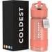 Coldest Sports Water Bottle with Straw Lid Vacuum Insulated Stainless Steel Bottles Reusable Leak Proof Flask for Sports (14 oz Pink Froze)