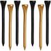 Golf Tees 2 3/4 Inch 70 Count Professional Deluxe Wooden Golf Tee Natural Hard Wood Golf Tee-Black & Gold