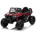 iYofe 12V Kids Ride on Car UTV Electric Car with LED Headlights and Horn Adjustable Safety Belt Music Ride on Toys for Boys Girls 2-4 Years Old Kids Birthday and Christmas Gift Black & Red