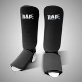 RAD Shin Guards MMA Elastic Cloth Shin & Instep Padded Guards Protective Kickboxing Black (Pair) Small