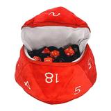 Red and White D20 Plush Dice Bag for Dungeons Dragons