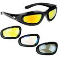 AULLY PARK Polarized Motorcycle Riding Glasses Black Frame with 4 Lens Kit for Outdoor Activity Sport