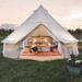 Latourreg Outdoor Glamping Waterproof Cotton Canvas 16.4ft(5M) Bell Tent with Side-Wall Stove Jack Glamping Yurt Tent with Mesh Screen Door and Windows