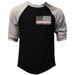 Men s Firefighter USA Red Flag Chest Black/Gray Raglan Baseball T-Shirt Small Black/Gray