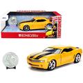 2006 Chevrolet Camaro Concept Yellow Bumblebee with Robot on Chassis and Collectible Metal Coin Transformers Movie 1/24 Diecast Model Car by Jada