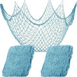 SESAVER 2 Pcs Fish Netting Decoration Beige Nautical Fish Net Cotton Decorative Fishing Net Ocean Themed Wall Hangings Fishnet Fish Netting for Beach Mermaid Party Home 39.4 x 78.7in