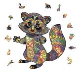 Fridja Christmas Puzzle Wooden Puzzle Unique Shape Pieces Raccoon Gift For Adults And Kids 5mm Thick