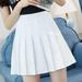 MRULIC skirts for women Waist Mini Skirt High Fashion Pleated Waist Women s Casual Slim Skirt Tennis Skirt White + S