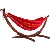 Vivere Double Cotton Hammock with Solid Pine Arc Stand - Mimosa