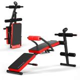 Goplus Multi-Functional Foldable Weight Bench Adjustable Sit-up Board w/ Monitor Red