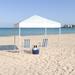 Emma + Oliver White 8 x8 Weather Resistant UV Coated Pop Up Canopy Tent with Reinforced Corners Height Adjustable Frame and Carry Bag