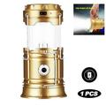 Hibibud Portable LED Camping Lantern Lightweight Waterproof Solar USB Rechargeable LED Flashlight Survival Kits for Indoor Outdoor Home Emergency Light Power Outages Hiking Hurricane ( Gold)