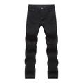 Odeerbi Trousers Full Length Pants for Men 2024 New Tight-fitting Ripped Straight Hip-hop Stretch Motorcycle Denim Trouser Black
