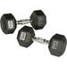York Barbell Rubber Hex Dumbbell with Chrome Ergo Handle - 95 lbs