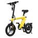 Xhy Electric Bike 250W Motor Lightweight Foldable Ebike with Bright Headlight Pedal Assist and 14 Tires 36V 10Ah Battery Large Screen Display Commuting bicycles for Adults Women Men Yellow