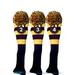 Majek #2 3 4 Hybrid Combo Pack Rescue Utility Black & Yellow Golf Headcover Knit Pom Pom Retro Classic Vintage Head Cover