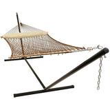 Sunnydaze 2-Person Polyester Rope Hammock with 15 Stand - Brown