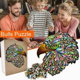 TUTUnaumb 2022 Winter Toys Animal Head Wooden Puzzle Unique Shape Pieces Animal Gift for Adults and Kids-As shown