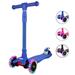 Shininglove Foldable Scooter for Kids 3 Wheel Kick Scooter for Boys Girls 3-10 Yrs with Light up Wheels and Extra Wide Deck Blue