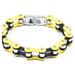 Dealer Leather Stainless Steel Motorcycle Chain Bracelet Black & Yellow - Medium