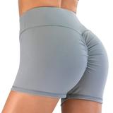 Women Workout Yoga Shorts Soft Solid Stretch Cheerleader Running Dance Volleyball High Waist Short Pants Gray M