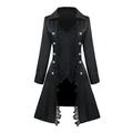 Vintage Steampunk Ladies Coat Punk Jacket Gothic Long Sleeve Swallowtail Jacket Retro Medium Length Coat Cosplay Costume - Black