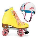 Moxi Combo Set - Beach Bunny Roller Skate (Strawberry Lemonade) & Helmet (Stripey)
