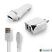 3-in-1 Chargers Bundle Car Kits for LG Stylo 3 Stylus 3 LS777 Phoenix 3 Aristo Spree K4 LTE X cam (White)- 2.1Ah Car + Home Travel Charger Adapter (Dual Port) + USB Charging Cable