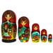 Set of 5 Little Red Riding Hood Wooden Nesting Dolls 7 Inches