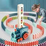 Domino Train Toy Set Automatic Domino Rally Train Model Kids Domino Blocks Building Stacking Toy Domino Set Stacker Game Creative Gift for 3 4 5 6 7 Year Old Boys Girls