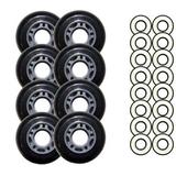 Black 72mm 82A Inline OUTDOOR Skate Wheels + ABEC 9 S