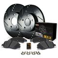 Max Advanced Brakes - Brake Kit for 2012-2020 Dodge Grand Caravan Chrysler Town & Country w/ Dual Piston Fr Caliper Rear Replacement Drilled Slotted Black Coated Disc Brake Rotors & Ceramic Brake Pads