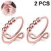 2pcs Women Adjustable Anxiety Ring with Beads Stress Relief Ring Spinner Ring Meditation Ring