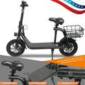 Lohoms 36 Volt 450W Sports Electric Scooter 12 in Off-Road Tires With Seat Basket Front LED Light Rear Reflectors Commuter Electric Scooter Bike Ebike Bicycle Max Speed 15.5 mph