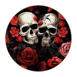 Skull Set of 6 Round Coasters Microfiber Leather Drink Coasters 11x11 cm/4.3x4.3 in Square Coasters for Drinks Heat Coasters for Home and Office Use