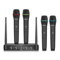 Pro UHF 4 Channel Wireless Microphone System Debra Audio AU400 with Cordless Handheld Lavalier Headset Mics Metal Receiver Ideal for Karaoke Church Party(With 4 Handheld Mics(B))