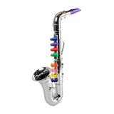 NUOLUX Children Plastic Trumpet Toy Musical Instruments Toy Saxophone 8 Rhythms Trumpet Toy Kids Mini Musical Instrument Toy Props for Preschool Toy Gift CZ01 (Silver)