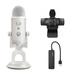 Blue Microphone Yeti USB Microphone (White Mist) with Webcam and 4-Port USB Hub