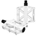 1 Pairs Universal Bike Bicycle Pedals Set 9/16 Inch Aluminum Alloy Flat Platform for BMX/MTB - White