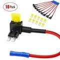 Nilight 10 Pack Micro 2 Fuse TAP 12V Car Add a Circuit ATR Blade Fuse Adapter with 20A Fuse Micro II Fuse Holder Add On Dual Circuit Adapter for Cars Trucks Boats (50058R)