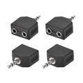 3.5mm Male to Dual 3.5mm Female Connector Splitter Adapter Coupler for Stereo Audio Video AV TV Cable Convert 4Pcs