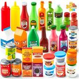 JOYIN 30Pcs Play Food Grocery Cans Pretend Play Kitchen Accessories Kids Gifts & Indoor Toys