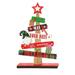 Wooden Christmas Tree Detachable DIY Red Star Santa Claus Gift Box Scene Layout Fine Printing Party Decoration Desktop Xmas Tree for Home