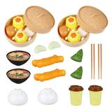 OUNONA NUOBESTY 2 Sets Kids Pretend Play Toy Kitchen Cooking Toy Steamed Toy Food Chinese Breakfast Food Play Set