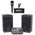 Samson Expedition XP800 Portable 8 PA DJ Speaker System+Powered Mixer+AKG Mic