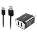 2-in-1 Chargers for Motorola Edge 20 Pro Moto G Stylus (2022) Edge X30 Edge S30 G71 5G G51 5G G41 G31 G Power (2022) (Black) - 2.1Ah Travel Charger Adapter (Dual Port) + USB Charging Cable