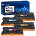 Toner Bank 4-Pack Compatible Toner Cartridge for HP CF450A CF451A CF452A CF453A 655A Color LaserJet Enterprise M652dn M652n M653dn (Black Cyan Yellow Magenta)