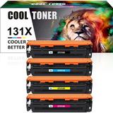 Cool Toner 4-Pack 131X Toner Cartridge Replacement Compatible for HP 131X 131A CF210X LaserJet Pro 200 Color M251n M251nw MFP M276n M276nw Printer Ink Black Cyan Magenta Yellow